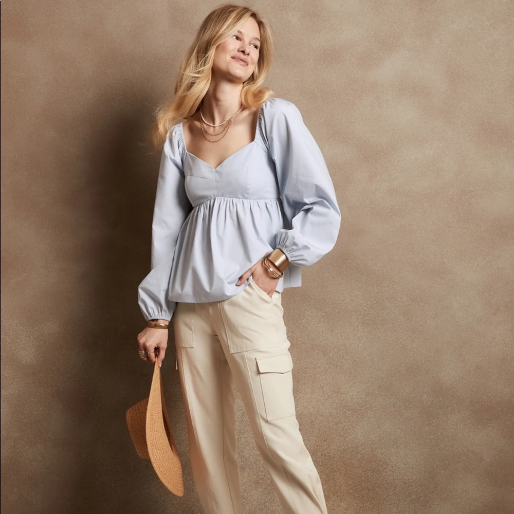 BANANA REPUBLIC blue baby doll top